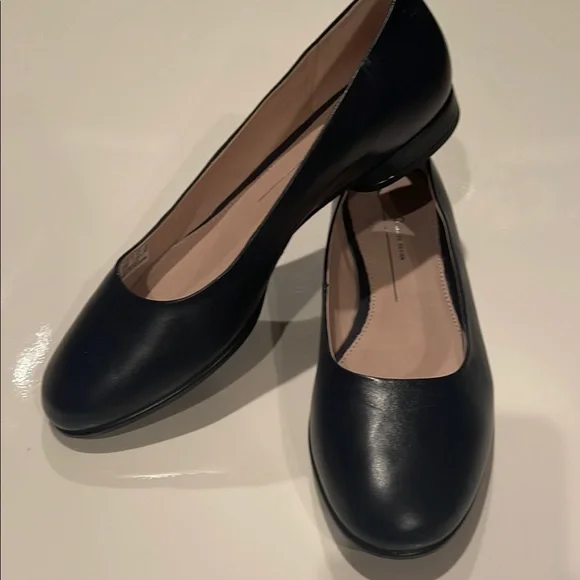 Classic Blue Leather Ballet Flats - Picture 1 of 3